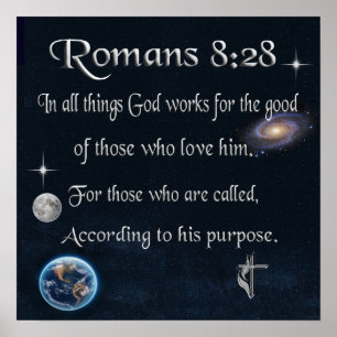 Poster verset biblique chrétien Romains 8:28