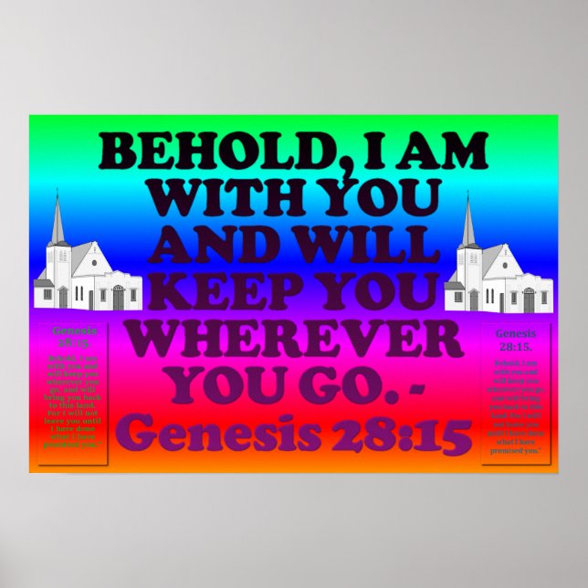 Poster verset biblique de Genèse 28:15. (Devant)