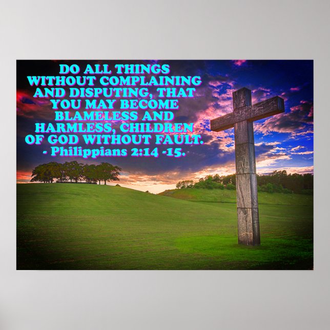Poster verset biblique de Philippiens 2:14-15. (Devant)