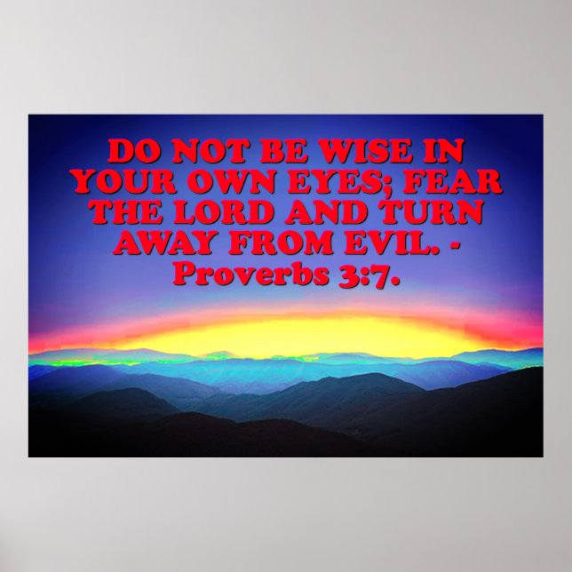 Poster verset biblique des Proverbes 3:7. (Devant)