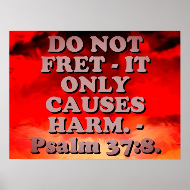 Poster verset biblique du Psaume 37:8. (Devant)