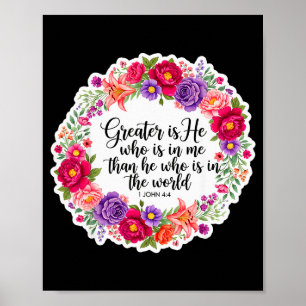 Poster Verset biblique femme chrétienne Jésus Il est plus