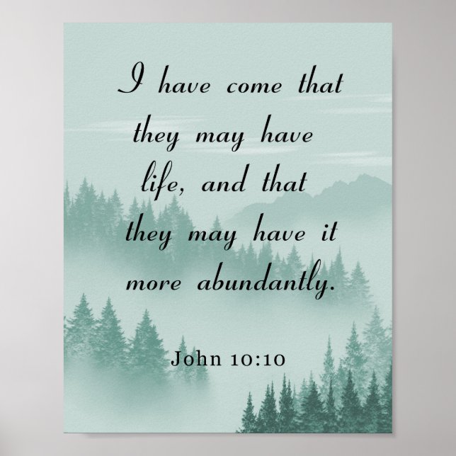 Poster Verset biblique, Jean 10:10, Plus Abondamment (Devant)