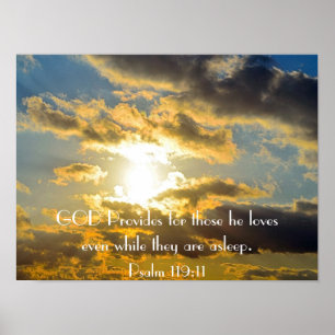 Poster verset biblique Psaume 119:11 coucher de soleil po