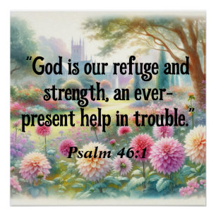 Poster Verset biblique Psaumes typographie floral aquarel