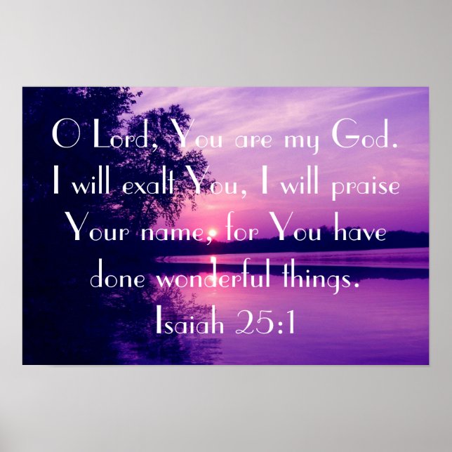 Poster verset biblique rappel Ésaïe 25:1 sur la plage du  (Devant)