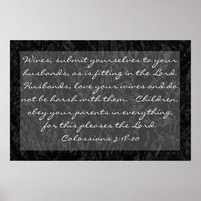 Poster verset biblique sur la famille Colossiens 3:18-20 (Devant)
