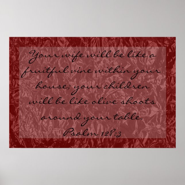 Poster verset biblique sur la famille Psaume 128:3 (Devant)