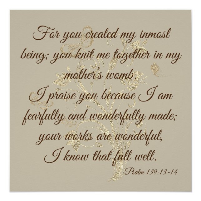 Poster Verset de la Bible de Glitterie d'or (Devant)