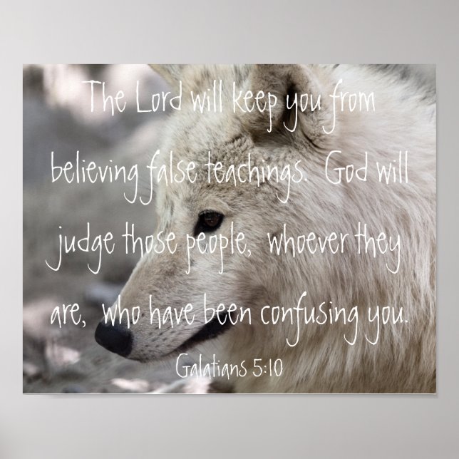 Poster verset de la Bible de loup Galates 5:10 (Devant)