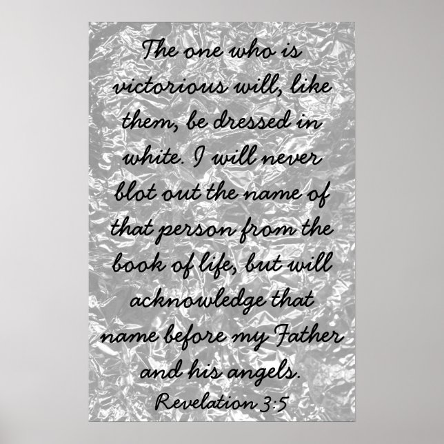 Poster Versets bibliques victorieux Révélations 3:5 (Devant)