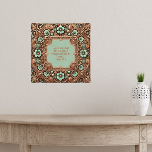 Poster Versets de la Bible encadrés de cuivre et de turqu