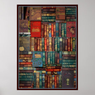 Poster VERSION II vintage "MUR DES LIVRES"