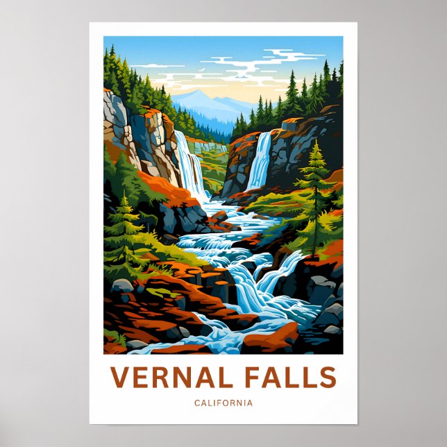 Poster Verso Falls California Travel Print (Devant)