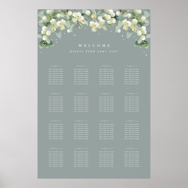 Poster vert 24x36" 16 Tableaux de 8 places (Devant)
