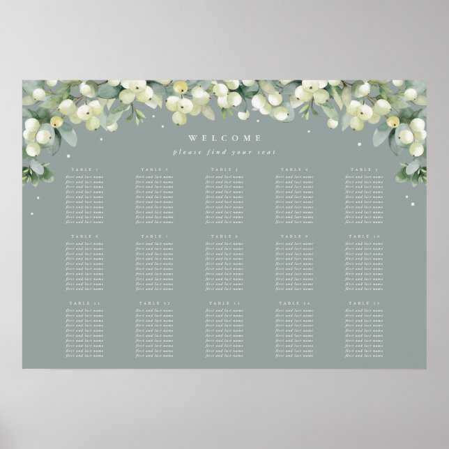 Poster vert 28x20" 15 Tableaux de 10 places (Devant)