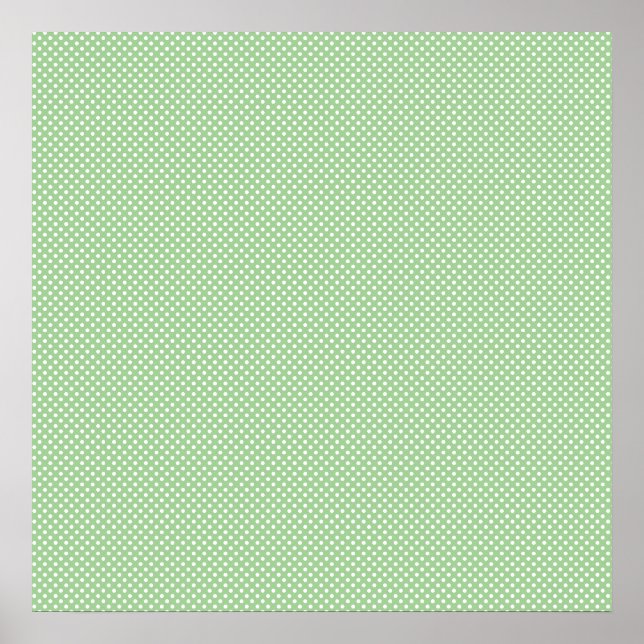 Poster Vert avec points blancs simples (Devant)