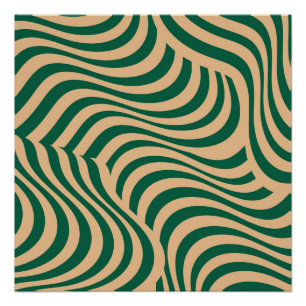Poster Vert Beige Zèbre bande minimaliste printemps été