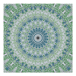 Poster Vert Bleu Gris Côtier Mandala Kaleidoscope