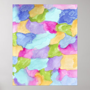 Poster Vert bleu rose jaune pourpre couleur de l'eau