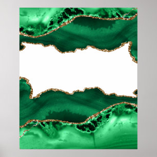 Poster Vert d'émeraude avec Agate d'or métallique
