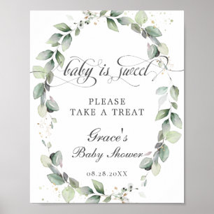 Poster Vert doux bébé est doux Prenez un signe de gâterie