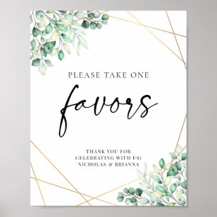 Poster Vert Eucalyptus Géométrique Mariage Faveurs