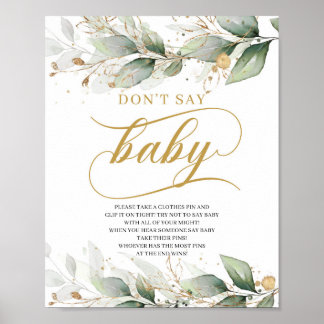 Poster Vert eucalyptus or ne dit pas bébé signe jeu