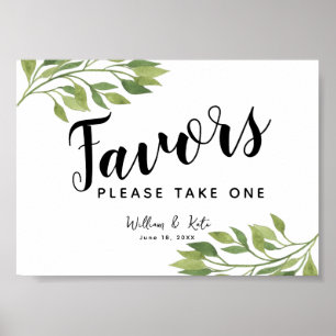 Poster vert feuille verte Faveurs fête ou signe mariage