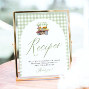 Poster Vert Gingham Frais du Marché Recettes Douche