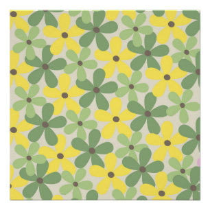 Poster Vert jaune rétro Y2K les années 70 Fleur Motif