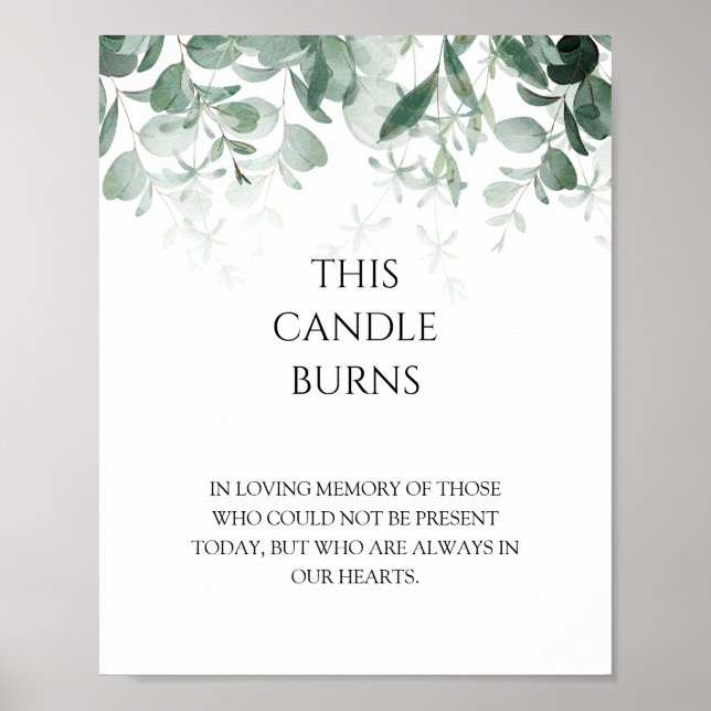 Poster Vert moderne Mariage blanc Cette bougie brûle (Devant)