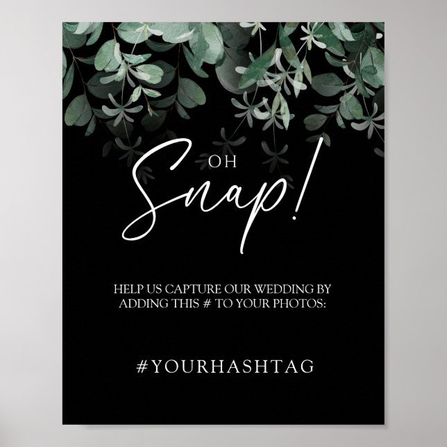 Poster Vert moderne Mariage noir Oh Snap (Devant)