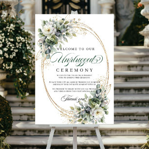 Poster Vert Or Aquarelle Cérémonie de Mariage Unplugged  