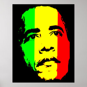 Poster vert or et rouge face d'Obama
