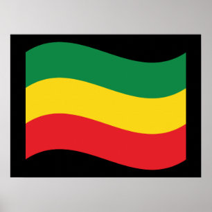 Poster Vert, or (jaune) et drapeau de couleurs rouges
