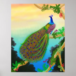 Poster vert Peacock