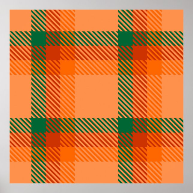 Poster Vert, rouge, orange et beige Tartan Plaid écossais (Devant)