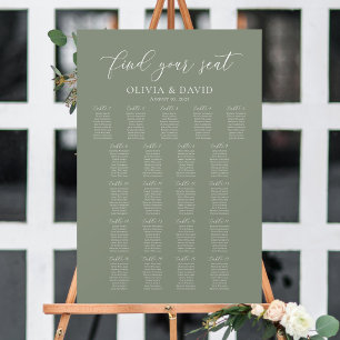 Poster Vert Sauge 21 Tables Trouvez Votre Place Plan de T