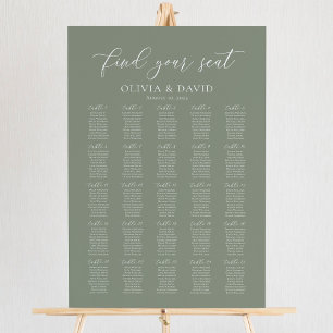 Poster Vert Sauge 25 Tables Trouvez Votre Place Plan de T