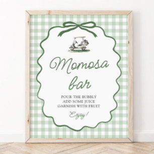 Poster Vert sauge Gingham Golf Maman Bar Baby Shower
