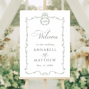 Poster Vert sauge Mariage moderne classique français Bien