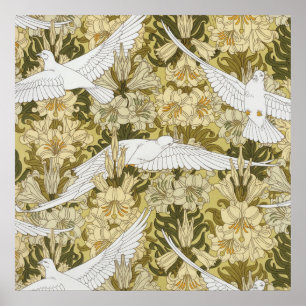 Poster Vert sauge vintage motif floral Dove & Lily
