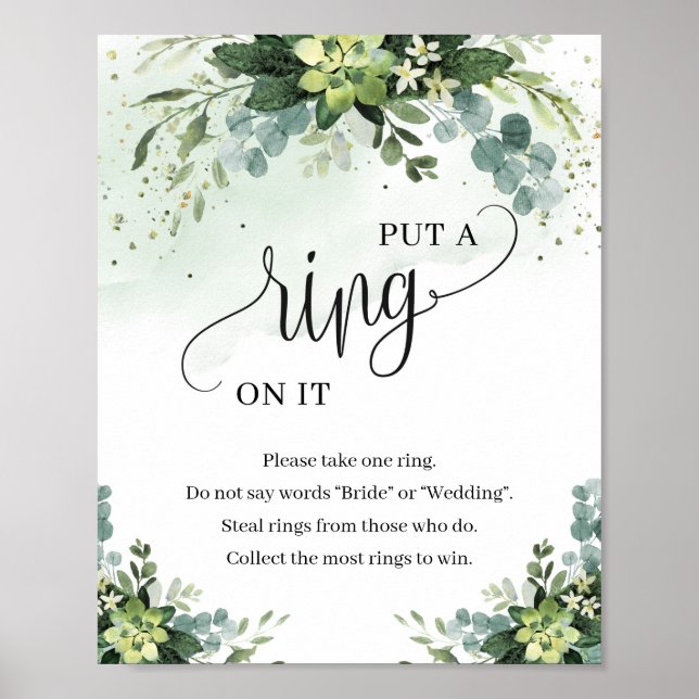 Poster Vert succulent floral mettre une bague sur elle si (Devant)