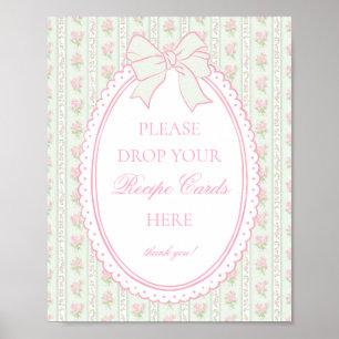 Poster Vert Vintage Élégant Floral Partagez une Recette