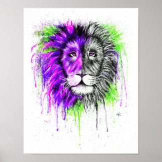 Poster vert & violet - Lion Imprimer!