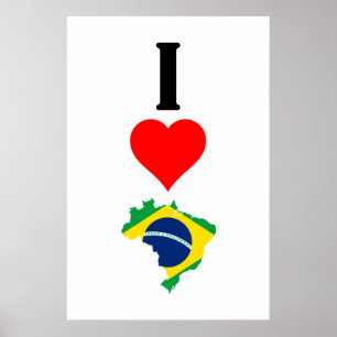Poster Vertical I Love Brazil / I Heart Brazil Brésil