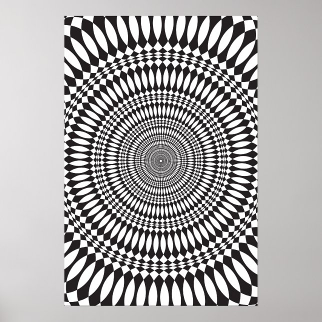 Poster : Vertigo : Noir & Blanc Abstrait (Devant)