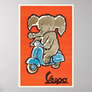 Poster Vespa Scooter Vintage 1954 Vespa Italie Publicité