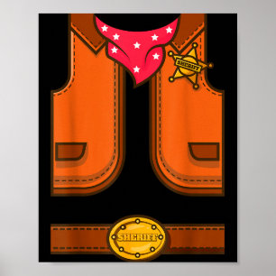 Poster Veste simple de cowboy de sheriff western drôle po